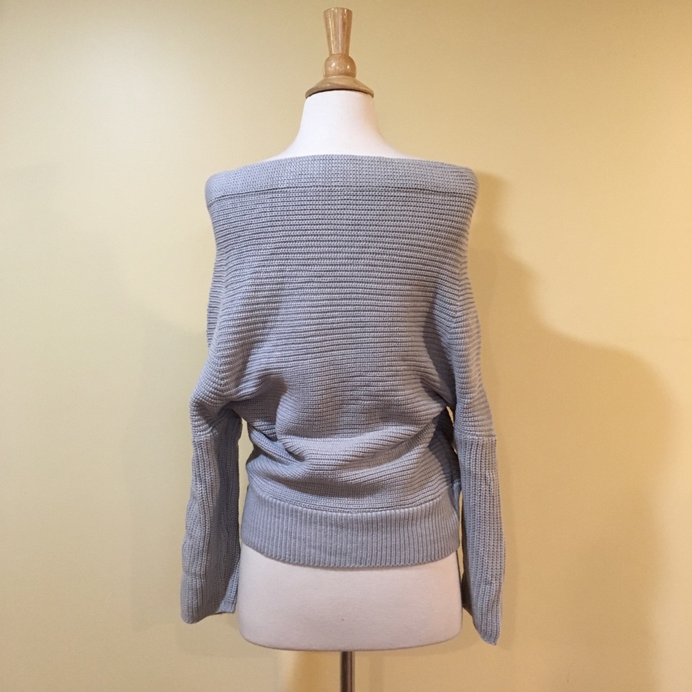 Cross Front V Neck Chunky Knit Slouchy Sweater - Picture 8 of 8